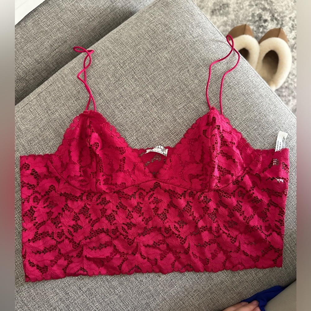 Free People Fuchsia Lace Bralette Top